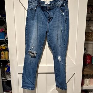 Lane Bryant Blue Distressed Boyfriend Jeans